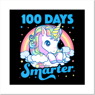 100 Days Smarter Unicorn Girls Teacher 100th Day of School Posters and Art